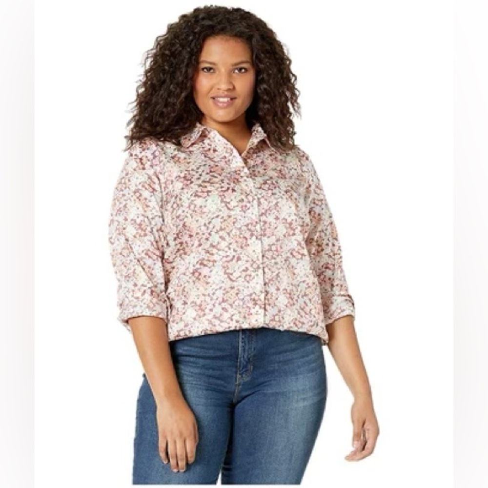 New with tags 3x LAUREN Ralph Lauren Plus Size Cotton Sateen Floral-Print Shirt